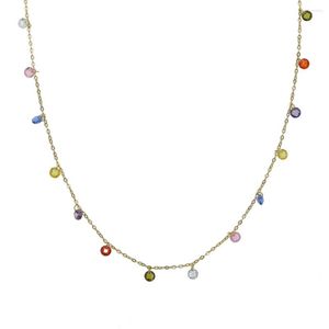 Cadenas 32 Collar de oro en la cadena de 10 cm para mujeres encantadores coloridos chockers de piedra joyas hechas a mano al por mayor