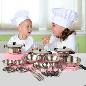 Küchen Spielen Lebensmittel Edelstahl Töpfe Pfannen Kochgeschirr Miniatur Spielzeug Pretend Geschenk Für Kind Simulierte Küche Werkzeug 221123