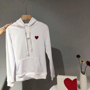 Tasarımcı Lüks Oyun Klasik Peluş Kış Yeni Küçük Kırmızı Kalp İşlemeli Kapşonlu Kazak Erkek ve Kadın Sevgisi Pamuk Pullu Hoodies