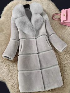 Cappotto invernale di lusso in pelliccia sintetica da donna Giacca a maniche lunghe spessa Moda Colletto finto Capispalla caldo 221123