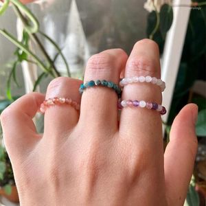 Ringos de cluster insera de miçangas de micro-movimento de pedra de cristal natural anel de alívio de ansiedade vintage para mulheres meninas moda jóias emocionais