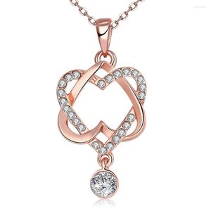 Pendant Necklaces Free Freight Fashion Rose Gold Hollowed-out Concentric Cubic Oxide Necklace