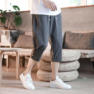 Calça masculina roupas masculinas linho de algodão de tamanho grande