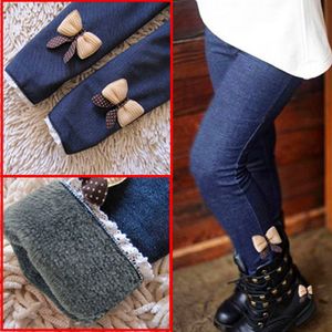 Hosen Kinder Samt Jean Mädchen Leggings Herbst Winter Kinder Kaschmir Warme Legging Kinder Bogen Elastische Taille Hosen Mädchen 221123