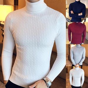 Maglioni da uomo manica twist lavorato a maglia maglione sottile pullover da uomo maglieria casual inverno tinta unita dolcevita collo lungo