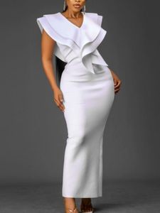Party Dresses White Women Slim Fit Sexy V Neck Sleeveless Bodycon Maxi Long Prom Vintage Formal Big Size Spring 221123