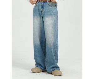 Мужские джинсы 2022 Новая корейская версия Loose All с синими прямыми джинсами с широкими ногами для мужчин