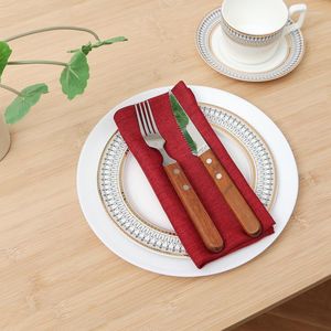 Table Napkin Dinner Napkins For Weddings Piping Red Plain Weave Handmade Square Home Cloth Decoration Soft Linen Cotton 6PCS