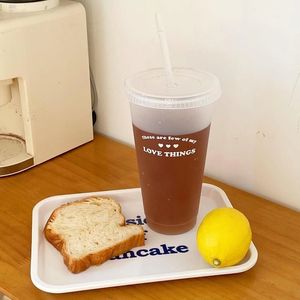 マグカップ700mlストローカップ付きコールドジュースミルクティー再利用可能なタンブラーマットコーヒープラスチックカップ飲料ボトル221122