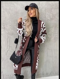 2023 neue Herbst Winter frauen pullover Strickjacke lässige strickwaren Gestreiften Lose Lange Oberbekleidung Maxi Y2k Pullover Mantel Weiche Jacke