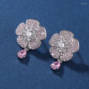 Stud Earrings Lady Sweet Romantic Flower Plant GRADE ZIRCON Send Friends Birthday Party Everyday Wear Fashion Accessories