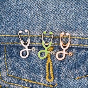 Pins Brooches Colors Nurse Stethoscope Brooch Pins Enamel Lapel Pin For Women Men Top Dress Co Fashion Jewelry Drop Delivery Dhurw