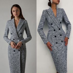 Winter Plaid Women Blazer Suit Street Power For Wedding Mother of the Bride Wear Evening Party Formal Long Jacket