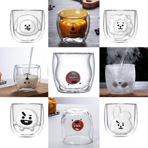 Tassen 3D 2tier Schöner Bär Innovative Biergläser Glasbecher Hitzebeständige doppelwandige Kaffeetasse Milchsaft Weihnachten 221122