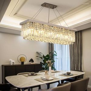 Chandeliers 2022 Year Decoration Modern Rectangular Crystal Led Chandelier Ceiling Living Room Dining