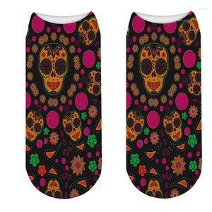 Meias masculinas impressão de moda Halloween Homens tornozelo de esqueleto engraçado Skull Skull Chaussettes de Natal Fantaisie Crazy