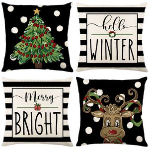 クリスマスの装飾ルアンキ装飾枕ケース45x45cm冬のリネンクッションカバーホームソファナビダドクリスマスギフト221123の陽気な装飾