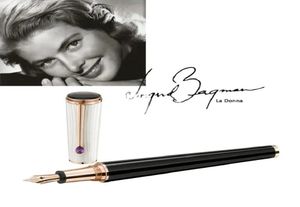 Limitowana edycja Ingrid Bergman Signature Fountain Pen Black White School Office Pisanie Pen z Diamond Cap4988725