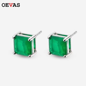 Stud OEVAS Elegant 77mm Vintage emerald Earrings Top quality Real 925 Sterling Silver Wedding Party Bride band jewelry Gifts 221119