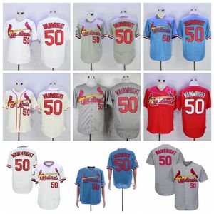 Homens Vintage Beisebol 50 Adam Wainwright Jersey 1978 1982 1985 Retro Retrocesso Esporte Cool Base Pulôver Preto Vermelho Branco Bege Cinza Marinho Azul Equipe Costurado Flexbase