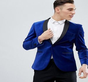 Royal Blue Velvet Mens Suits Slim Fit One Button Plus Size Groomsmen Wedding Tuxedos For Men Blazers Shawl Lapel Prom Suit Jacket9001571