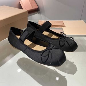 Brand Casual Shoes designer design Women Shoes Silk Leather Ballet Flats Lovely Square Toe Bow Tie Slip on Spring