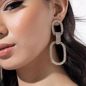 Hoop Earrings 2022 Fashion Shiny Double Sided Hanging Hollow Rhinestone Pendant Temperament Women's Crystal Jewelry