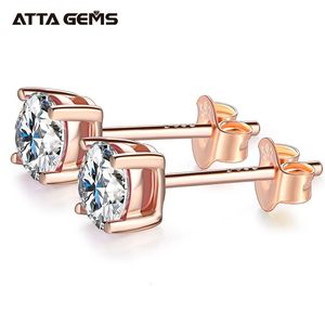 Stud Attagems D Color 1CT Kamień 750 Rose Gold 18k Płytowane kolczyki dla kobiet Solid Solitaire Fine Jewelry 221119