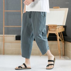 Men's Pants 2022 Men Chinese Style Cotton Linen Harem Mens Retro Streetwear Beach Calf-Lenght Male Casual Summer Trousers