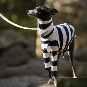 Dog Apparel Stripe High Collar Pets Clothes Personality Pet Dog Accessories Hound Coats Two Long Sleeves Soft Coat Dogs Supplies New Dhga2