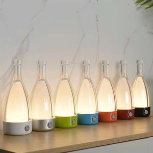 Lâmpadas de mesa Modern Led Led Dimming Wine Bottle Lamp sala de estar quarto decoração de arte cobrando toque portátil atmosfera noite luz