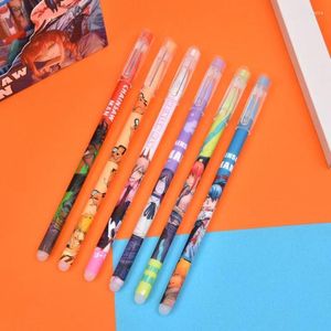 6st Chainsaw Man Denji Makima Aki Hayakawa Power Pochita 0,5 mm Anime Erasable Gel Pen Refills Rods Washable Handle Kids Gift