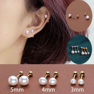 1 pc Stainless Steel Pearl Ear Studs Earrings For Women/Men 5mm Tragus Cartilage Piercing Jewelry