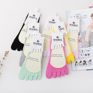 Men's Socks Five-Finger Invisible Women's Combed Cotton Plain Factory Direct Selling Shallow