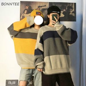 Kadın Sweaters Sulağı Kadınlar Yüksek Sokak Şık BF Stil Çizgili Harajuku Gevşek Gençler Giyim Sonbahar Şık Uzun Kollu Feminino Örgü 221123