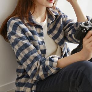 Women's Jumpsuits Rompers Arrival Spring Fashion Women Long Sleeve Shirt Preppy Style Turndown Collar Loose Plaid Blouse Casual Ladies Tops D222 221123