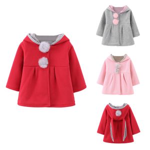 Płaszcz Girls Warm Bluza Casual Autumn Down Długie uszy z kapturem z rozmytymi dekorami dla dzieci bluza 6m 5y 221122