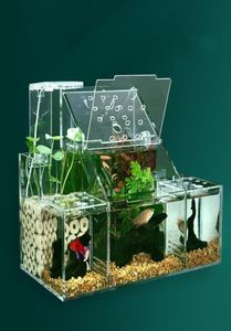 Aquariums Large Size Ecological Fish Tank Small Isolation Box Circulating Water Filter Creative Desktop Acrylic Aquarium