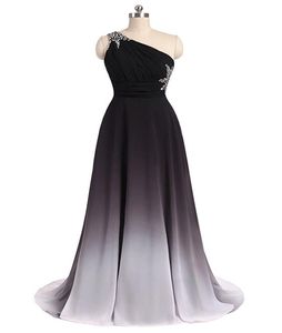 Sexy ombre Long prom jurken Chiffon A Line Plus Size Floorlength Formele avondfeest Celebrity Bruidsmeisje jurk QC12307066274
