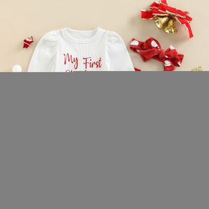 衣類セットシチェット秋のクリスマス幼児の女の子のズボンセット長袖の手紙プリントロンパーサンタフレアボウノット221122