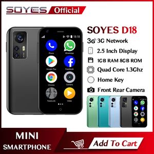 Oryginalne sojowe D18 Mini Android Cell Telefony 3D Glass Body Dual SIM Karta Google Play odblokowana smartfon 3G Compact Telefon komórkowy