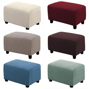 Chair Covers Jacquard Solid Color Ottoman Footstool Case Stretch Footrest Cover Removable Protector Washable Foot Rest Stool