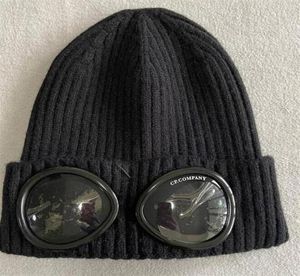Tv￥ linsglas￶gonglas￶gon Beanies M￤n stickade hattar Skull Caps Outdoor Women Uniesex Winter Beanie Black Grey Bonnet Gorros258V9883042