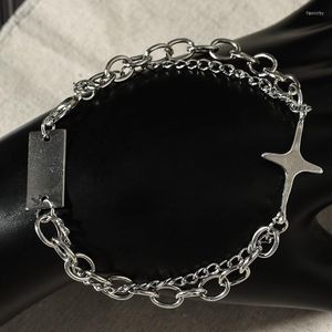 Link Bracelets Fashion Six-pointed Star Bracelet For Women Collar Goth Teen Aesthetic Jewellery Hip Hop Party Girl 2022 Jewelry