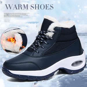 Boots Brand Women Fashion Platform Shoes For Woman Winter Waterproof Snow Plush Warm Sneakers Air Cushion Bottom 221123