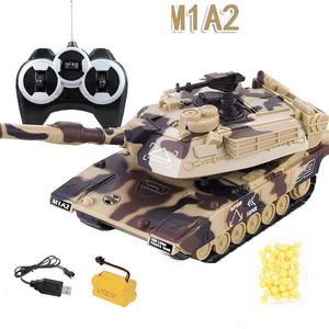 Electric RC Car 1 32 RC Battle Tank Remote Control Shooting Heavy Large Interactive Military War With Shoot Bullets Electronic Boy Toy 221122