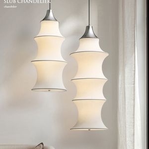 Nordic Silk Lampy Lampy LED Nowoczesne bambusowe światła wisiorka Oprawa Japońska elegancka lampa slubu wisząca salon sypialnia dom do oświetlenia wewnętrznego dekoracja oświetlenia