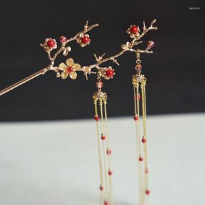 Kopfbedeckungen GH0606D Rote Bohnen-Haarnadel, altes Kostüm, Hanfu, Braut-Kopfschmuck, chinesische Hochzeit, Tang Feng Jinbuyao