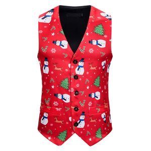 Gilet da uomo Gilet Babbo Natale Stampa a colori Moda coreana britannica Vestito casual Prestazioni Cosplay Banchetto di Natale Abbigliamento 221122