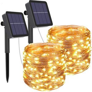 Garden Decorations Solar String Fairy Lights 200m Christmas Waterproof Outdoor Garland Power Lamp For Decoration. 221122